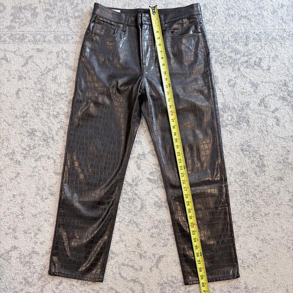GAP Croc Embossed Edgy Chic Faux Leather Pants High Rise Cheeky Straight 31 - Picture 7 of 13